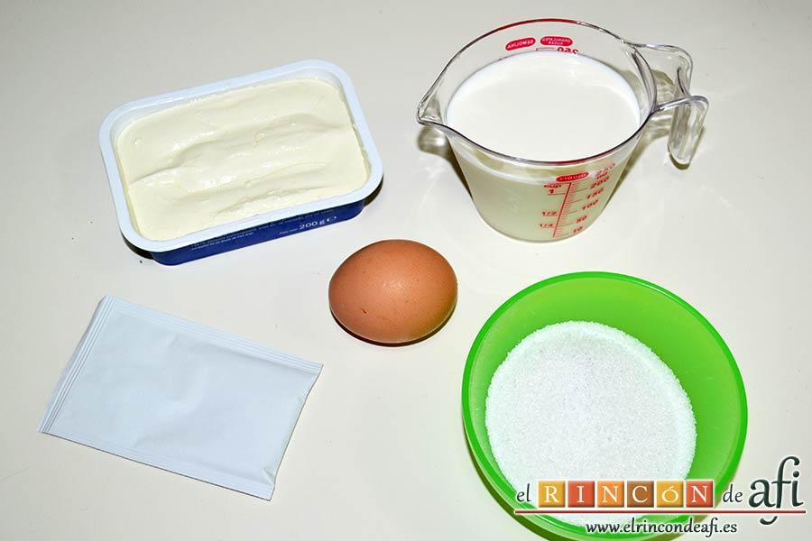 Flan de queso crema, preparar los ingredientes