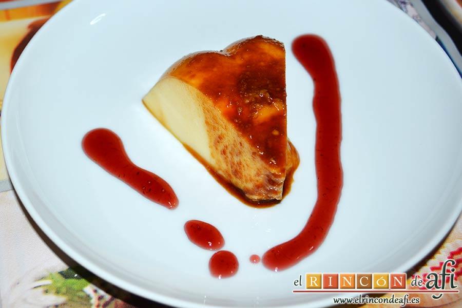 Flan de queso crema, sugerencia de presentación