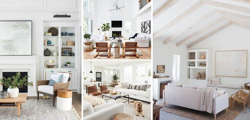 Salones en tonos blancos y c&aacute;lidos