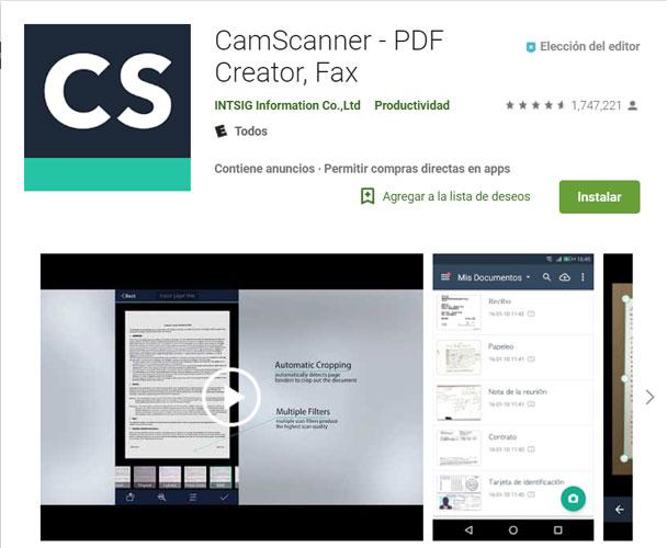 CamScanner en la Play Store