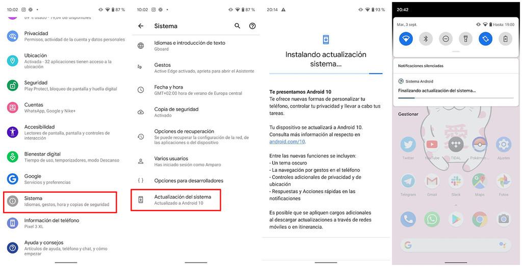 Actualización hacia Android 10 - Imagen vía Xataka Android