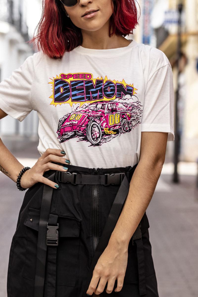 Camiseta estampado letras y coche Speed Racer