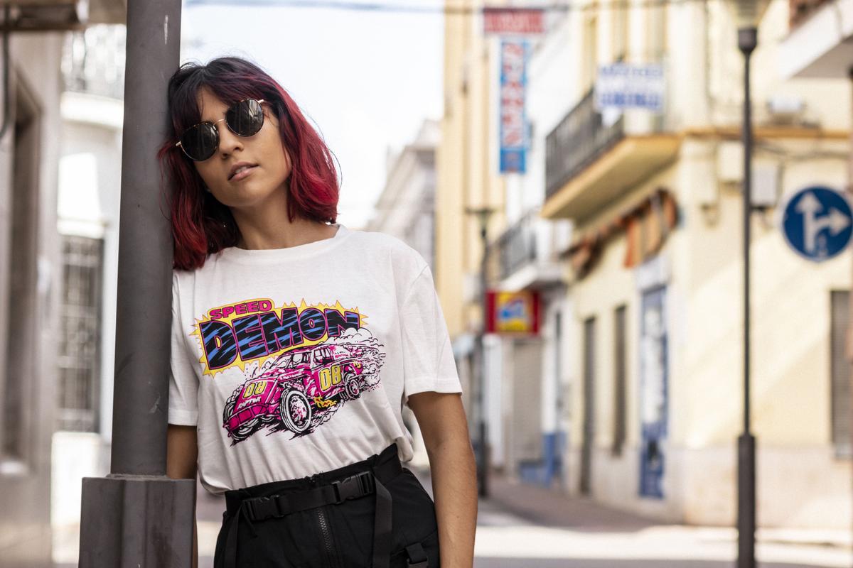 Camiseta estampado letras y coche Speed Racer