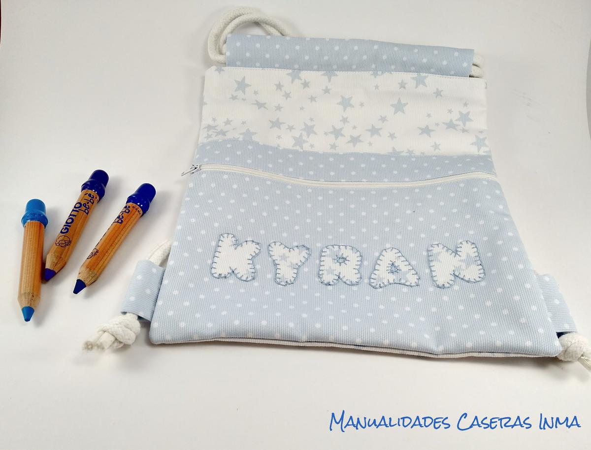 Manualidades Caseras Inma_ Mochila Kyran Azul