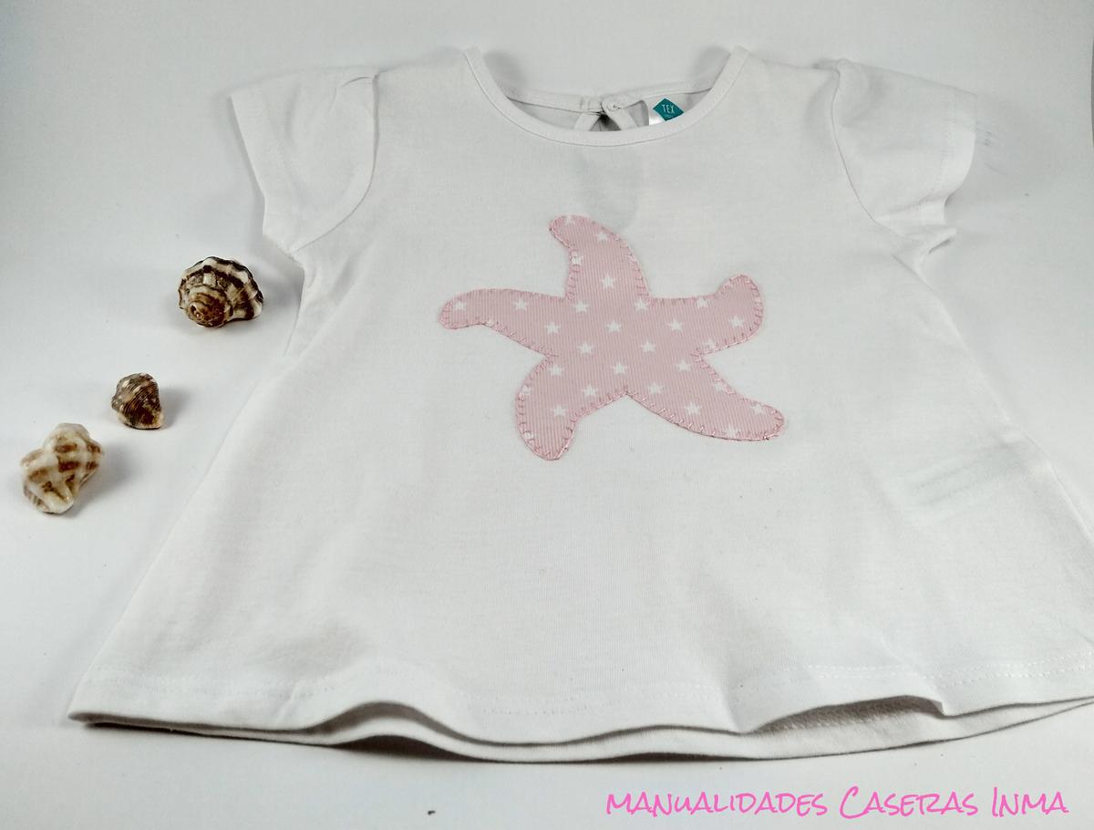 Manualidades Caseras Inma_ Camiseta estrella de Mar Rosa
