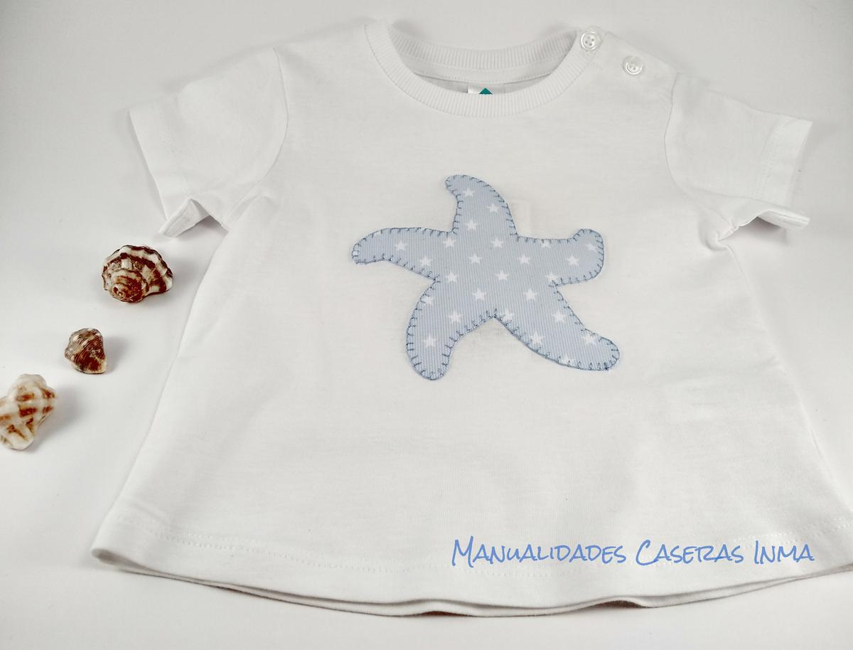 Manualidades Caseras Inma_ Camiseta estrella de Mar Azul