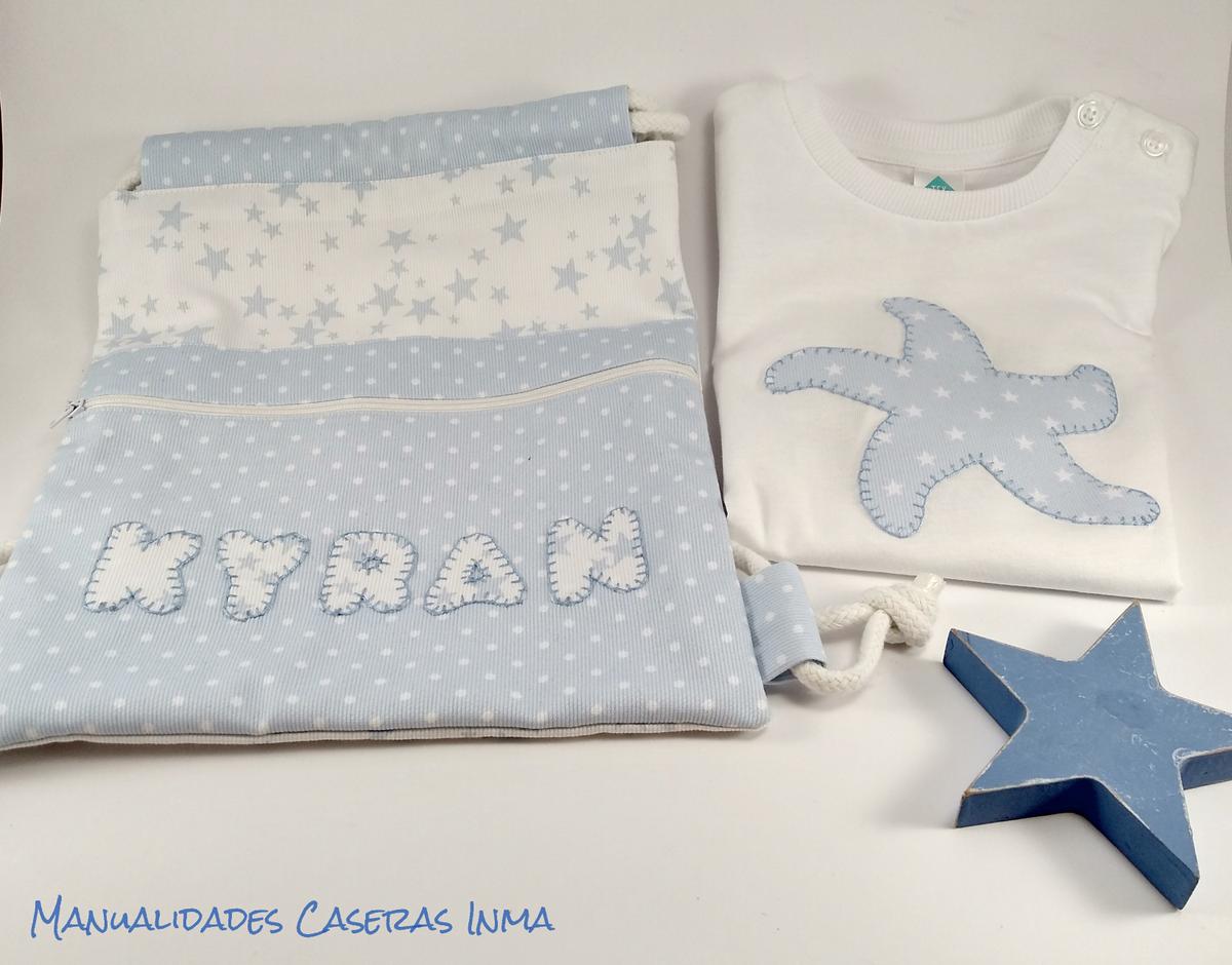 Manualidades Caseras Inma_ Camiseta y mochila azul 