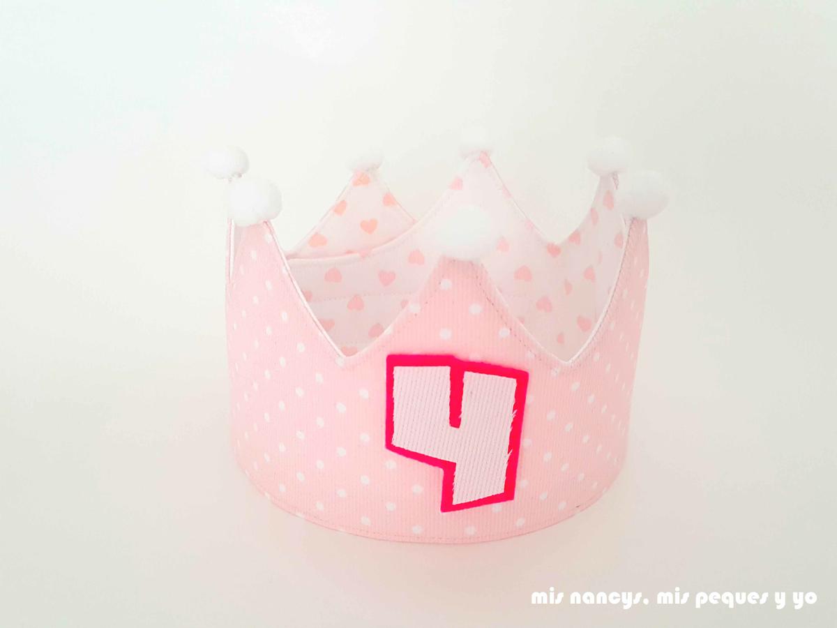 mis nancys, mis peques y yo, corona de cumpleaños de tela, corona reversible