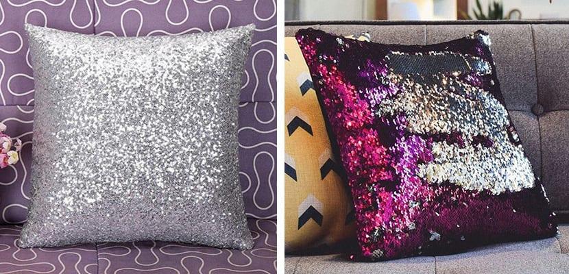 Cojines con lentejuelas
