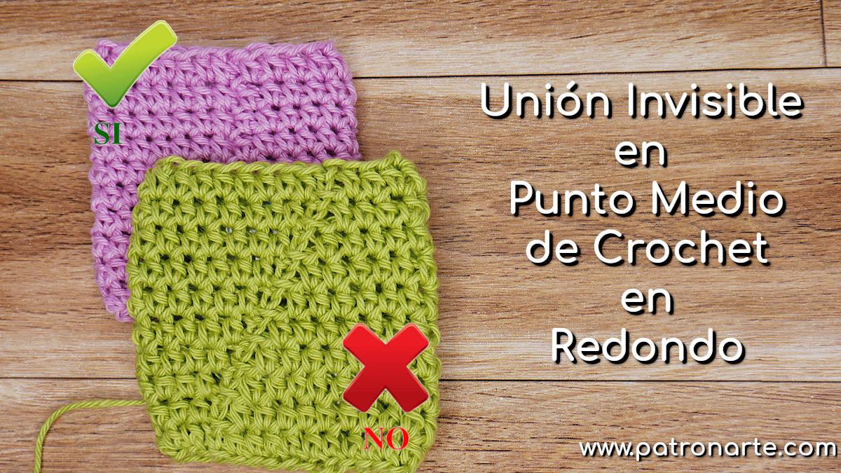 Unión Invisibñe en Punto Medio de Crochet en Redondo