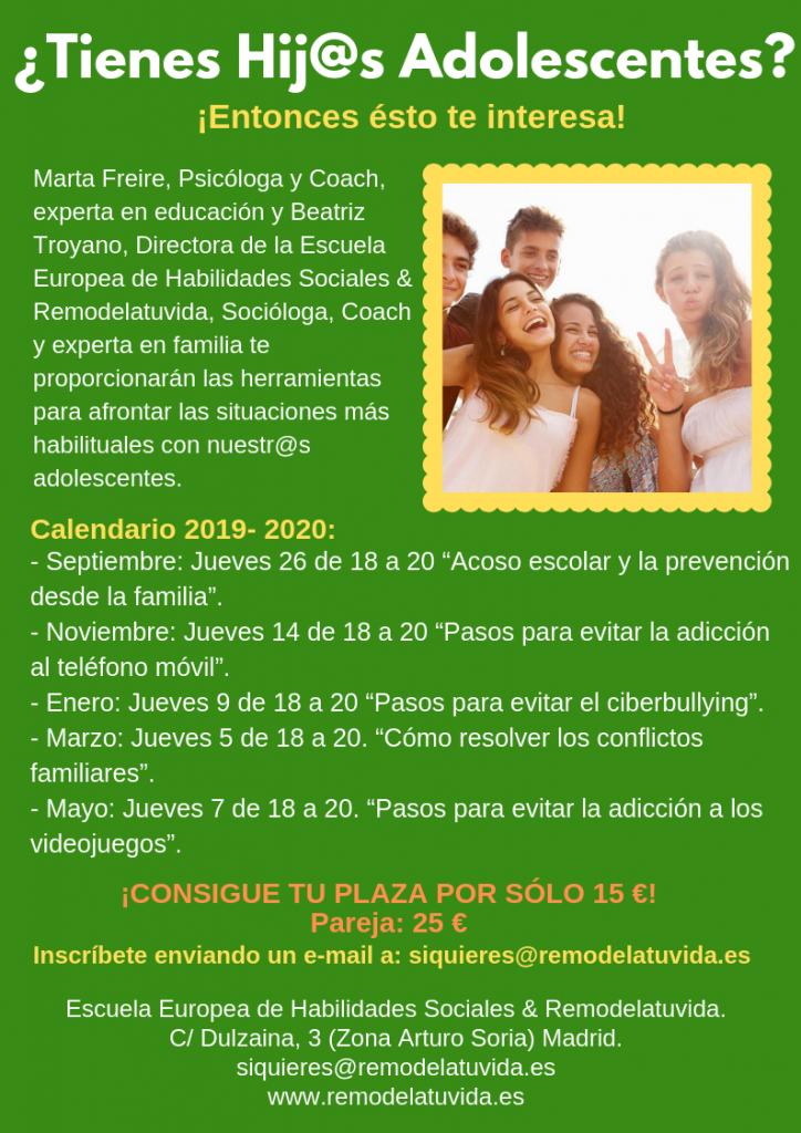 taller sobre adolescencia en remodelatuvida. Adolescencia, entrevista a Remodelatuvida