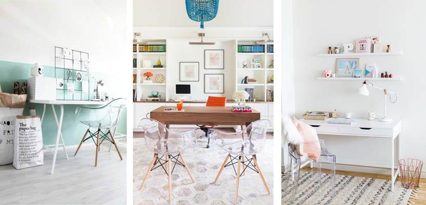 Zonas de trabajo con sillas transparentes