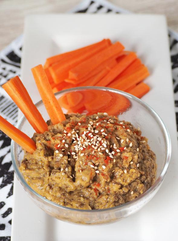 paté de berenjena o baba ganush con pan de pita