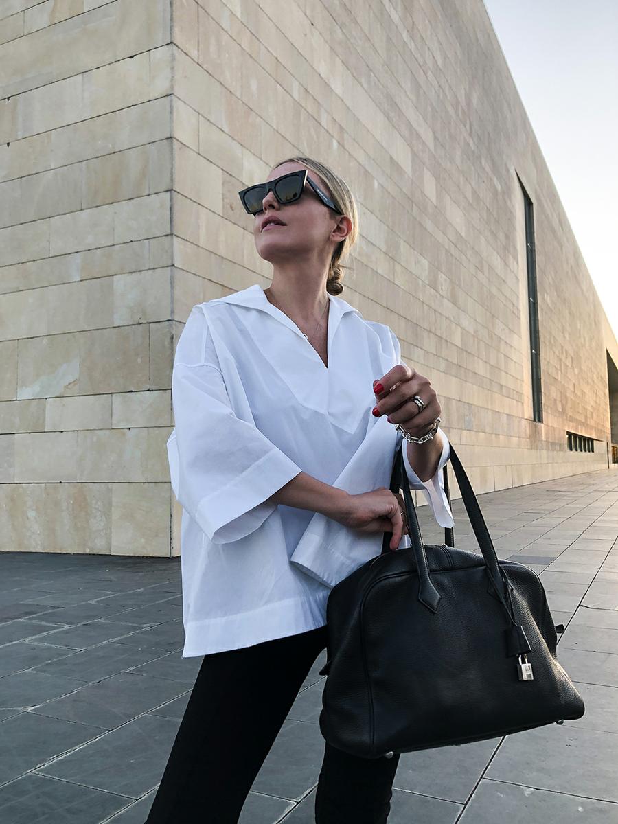 Trini | The Row leggings Balenciaga top