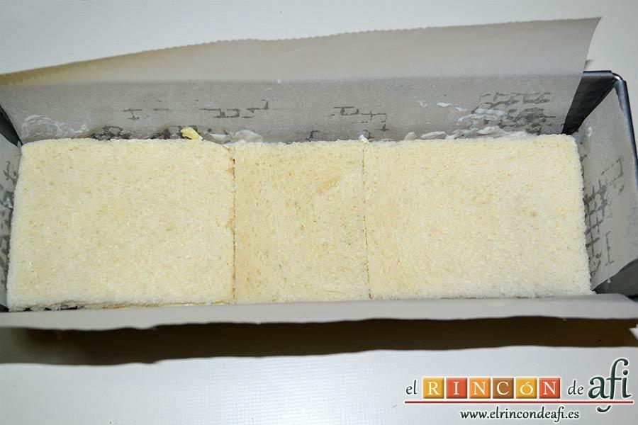 Croque cake de berenjenas, poner otra capa de pan de molde