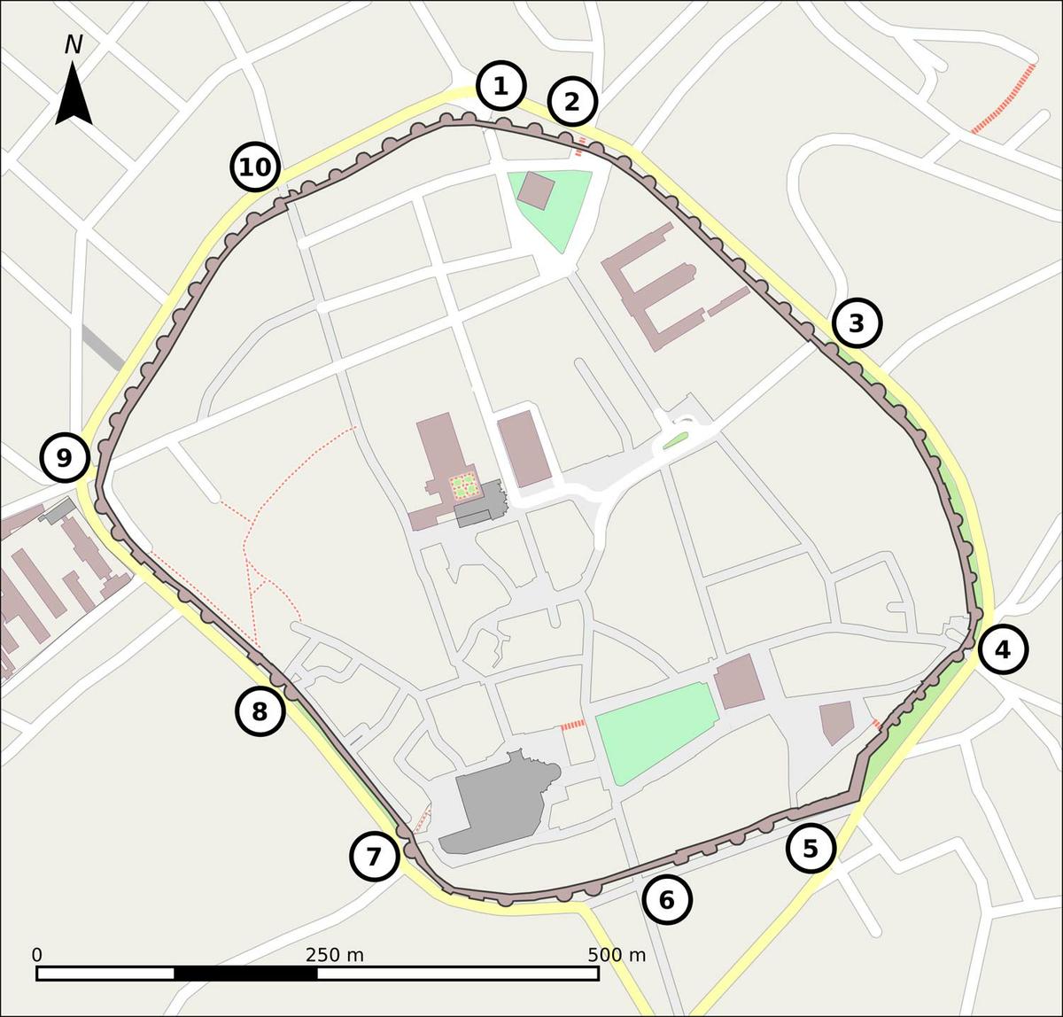 mapa puertas muralla lugo