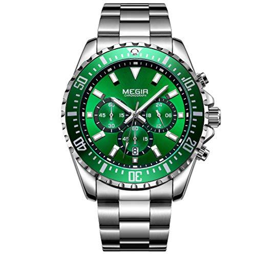 Megir Relojes Hombre Deportivos Grande Luminoso, Reloj cronógrafo de cuarzo analogico con...
