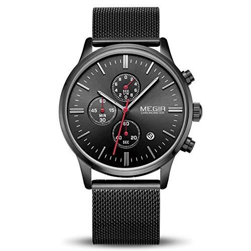 Relojes Hombre De Malla Ultra Fino Negro para Hombres Relojes De Pulsera De Moda...