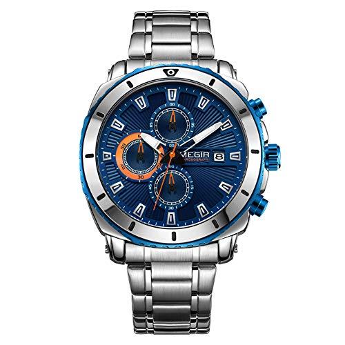 Relojes para Hombre Moda Acero Inoxidable Deportivo Analógico Reloj Cronógrafo...