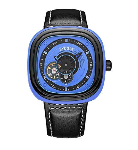 Megir 2018 Nuevos Hombres Relojes Esqueleto Reloj Mecánico Automático Trabajo Cuadrado...