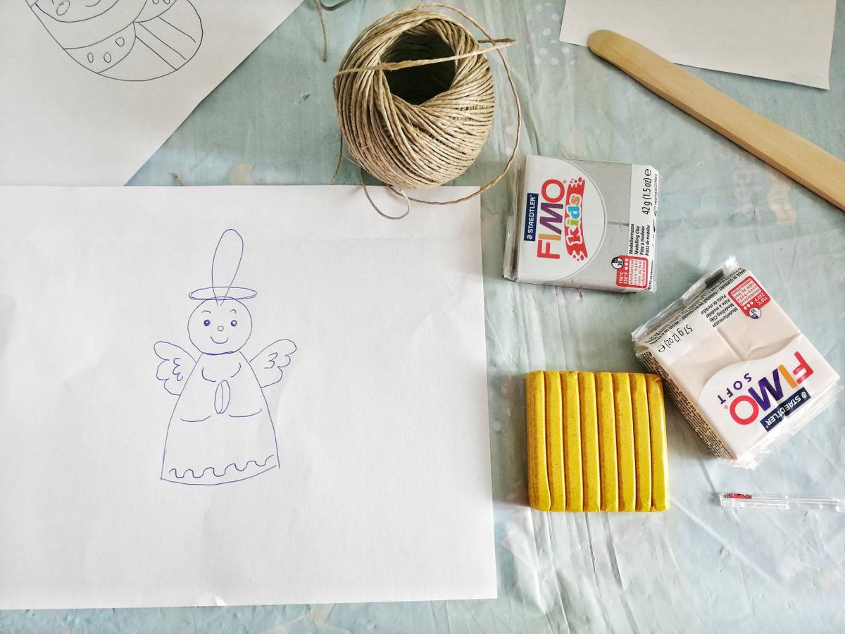 dibujo guía Manualidades para Navidad en familia Figuras de Fimo icalle ilustracion - materialescolar.es