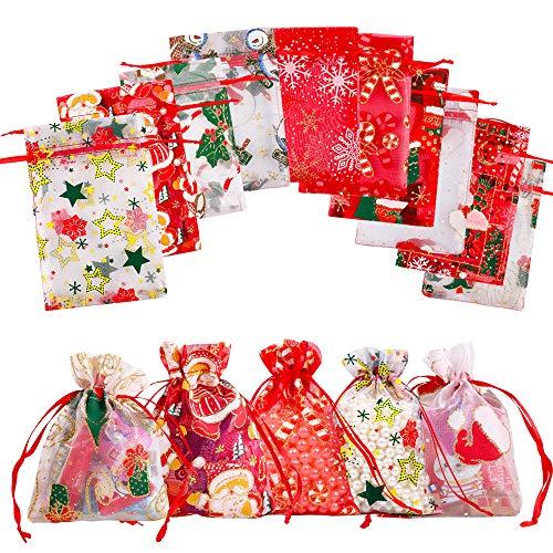 Gudotra 50 pcs Bolsas de Organza de Navidad Bolisita para Regalos Bolsitas Favores para Cumpleaños...