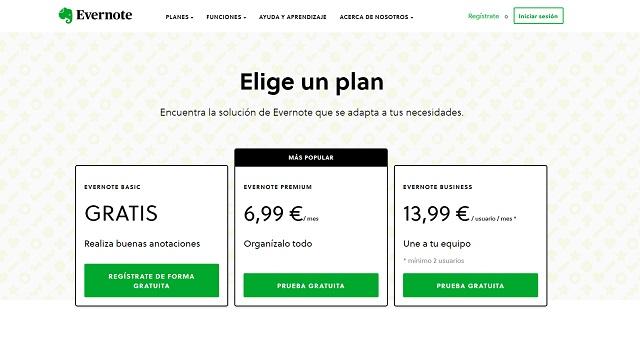 llamada acción evernote