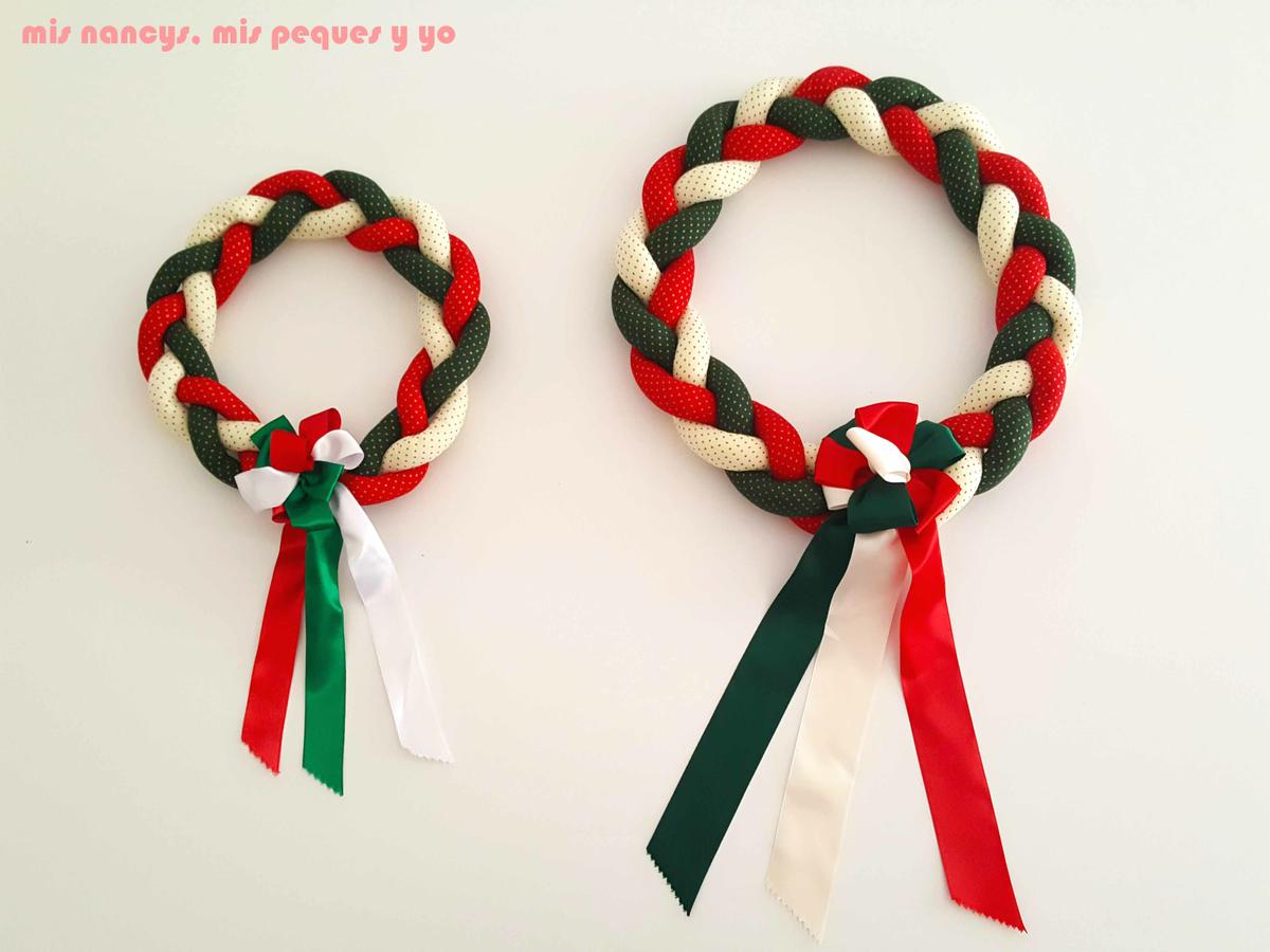 mis nancys, mis peques y yo, tutorial corona de navidad trenzada, juego de corona grande y pequeña