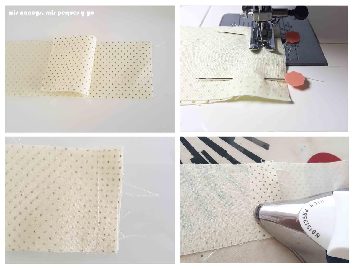 mis nancys, mis peques y yo, tutorial corona de navidad trenzada, coser tiras de tela