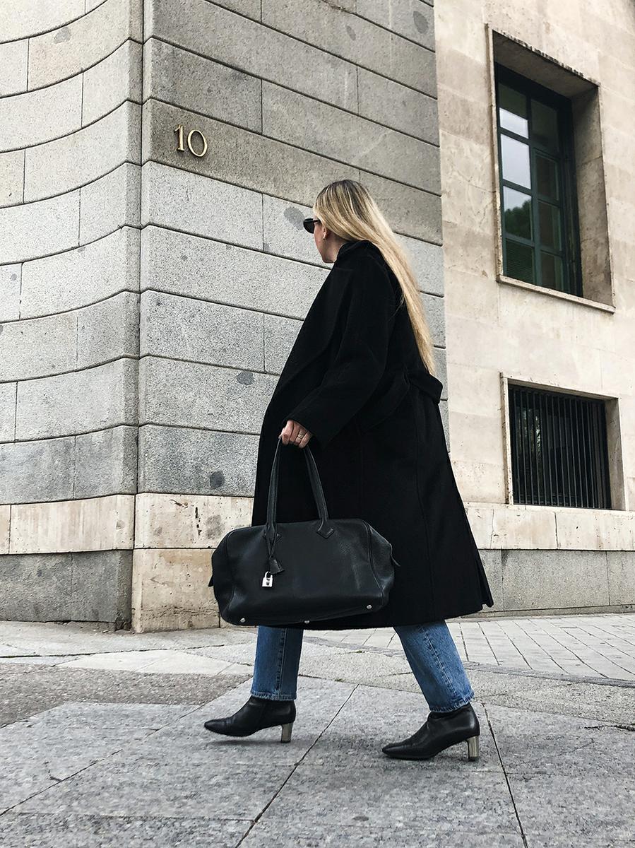 Trini | Max Mara coat Levis jeans Hermes bag