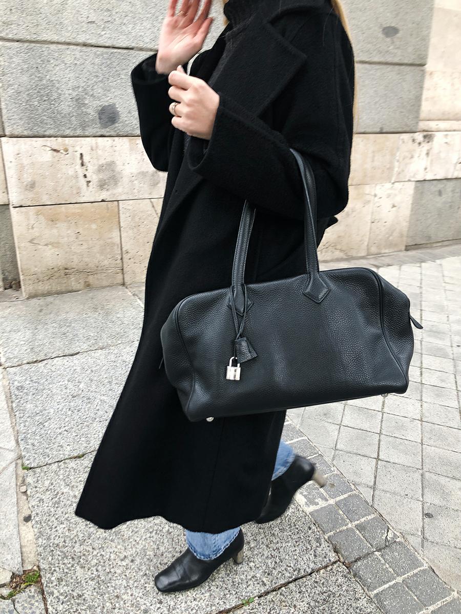 Trini | Max Mara coat Levis jeans Hermes bag
