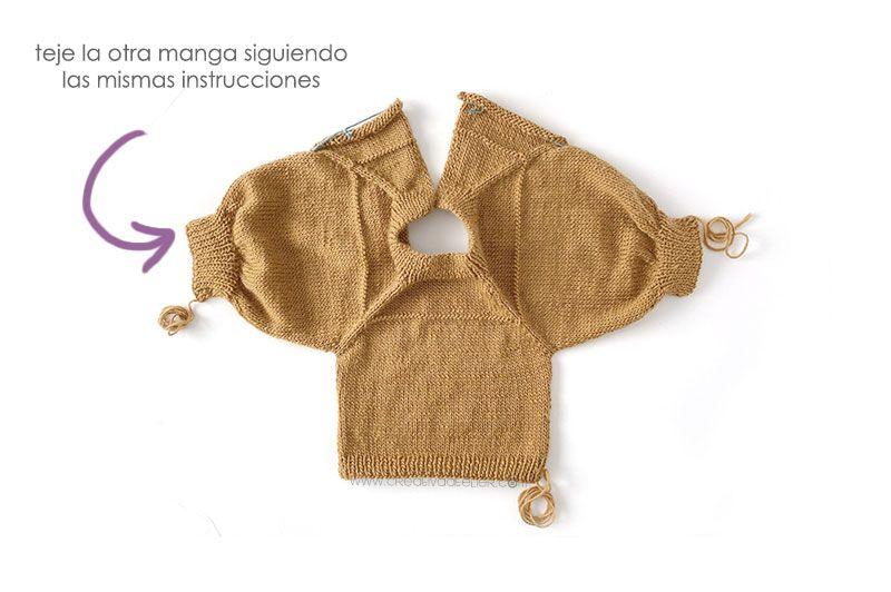 Cómo tejer un jersey de punto con volante para niña -Patrón y tutorial- Teje las mangas