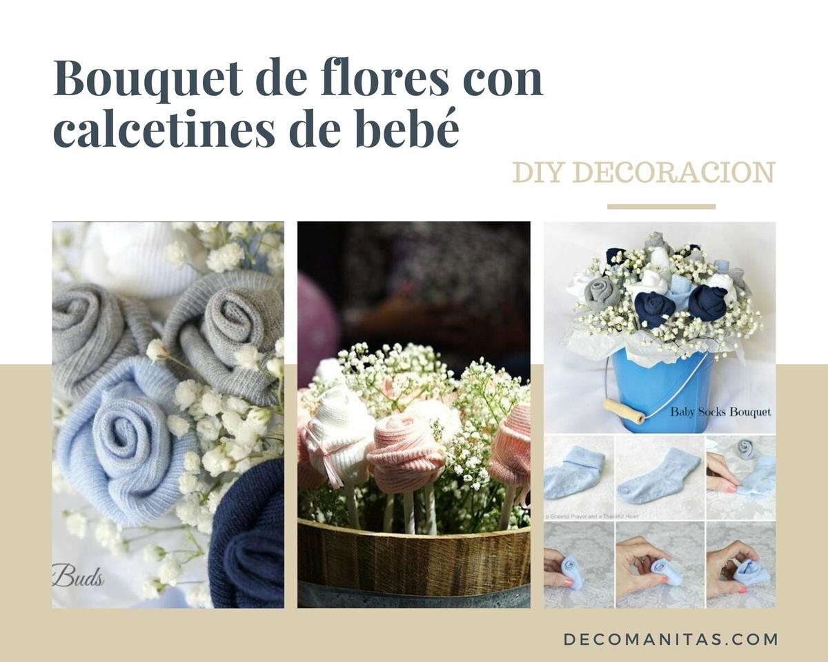 Manualidades con calcetines de bebé: bouquets de flores.