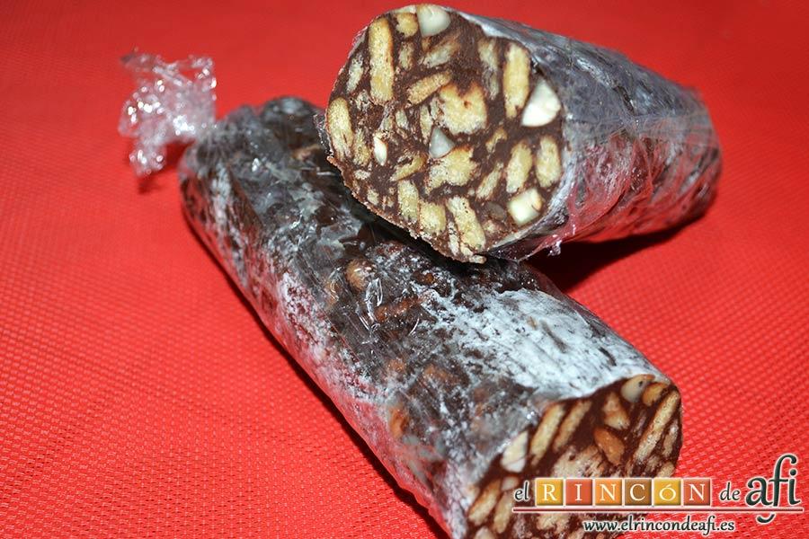 Salchichón de chocolate, sugerencia de presentación