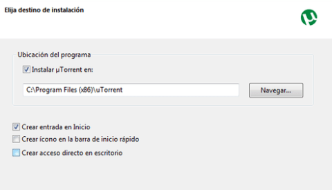 Cómo instalar uTorrent - Elegir carpeta de instalación