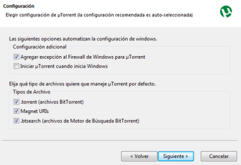 Cómo instalar uTorrent - Opciones