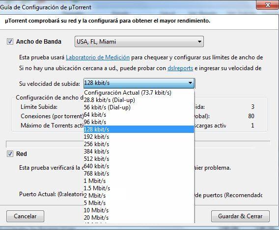 Cómo acelerar uTorrent - Ventana guía de configuración