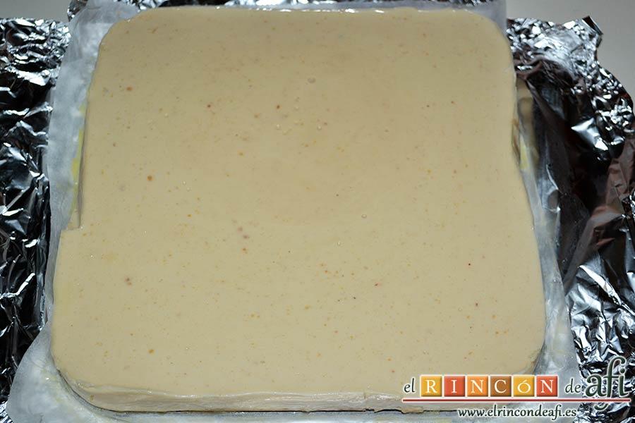 Tarta fría de turrón de Jijona, dejar enfriar y refrigerar
