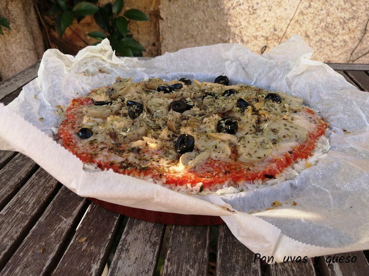 arroz estilo pizza thermomix - pan uvas y queso