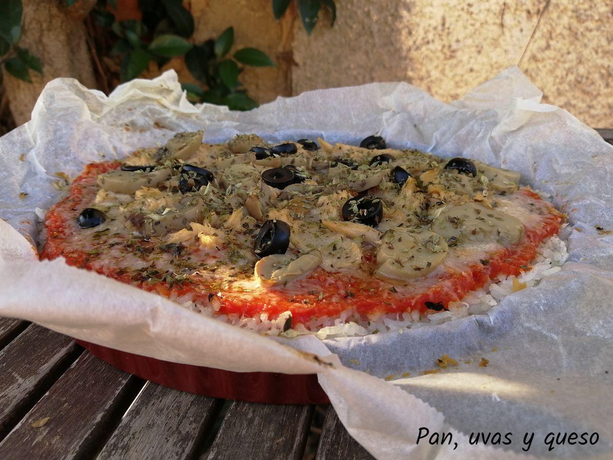 arroz estilo pizza thermomix - pan uvas y queso