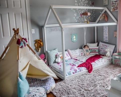 cama Montessori y casita Tipi