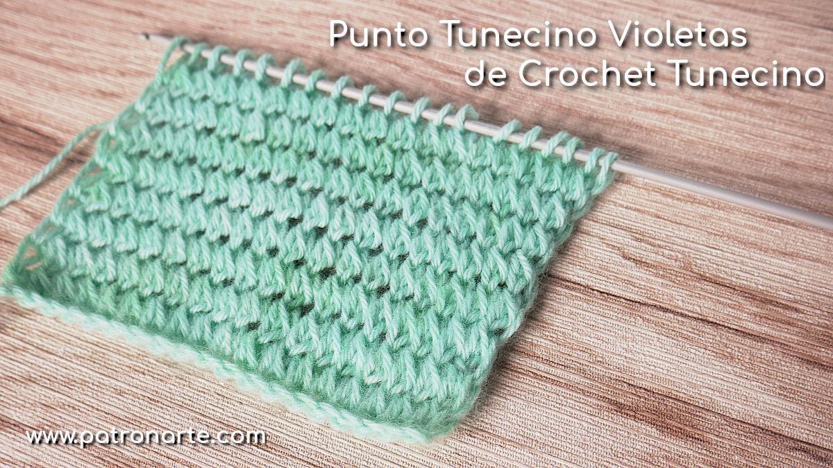 Punto Tunecino Violetas de Crochet Tunecino