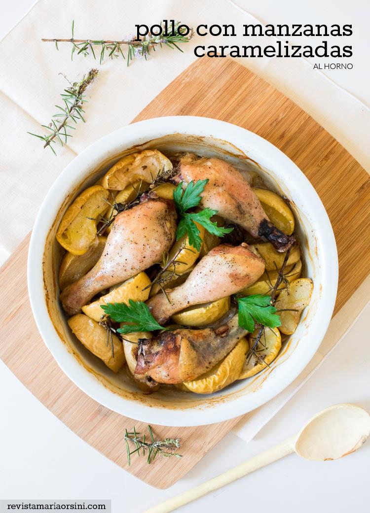 Pollo con manzanas caramelizadas al horno