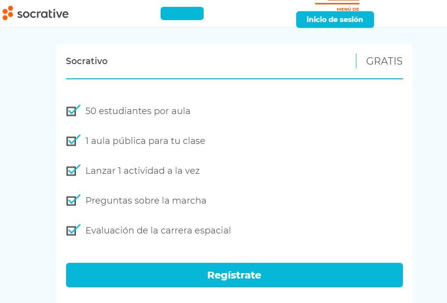 Selección de plan en Socrative