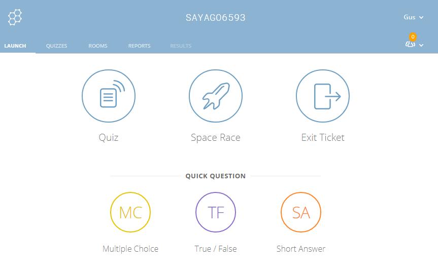 Escritorio de Profesor en Socrative.