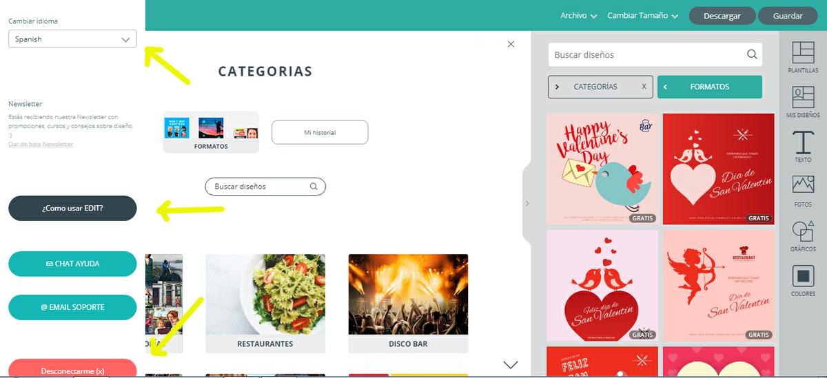menú - Editor online para diseñar tus propios proyectos - edit - icalle ilustración