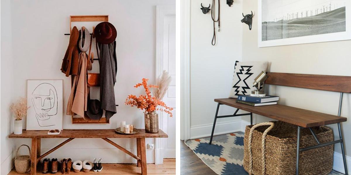 Bancos en la entrada