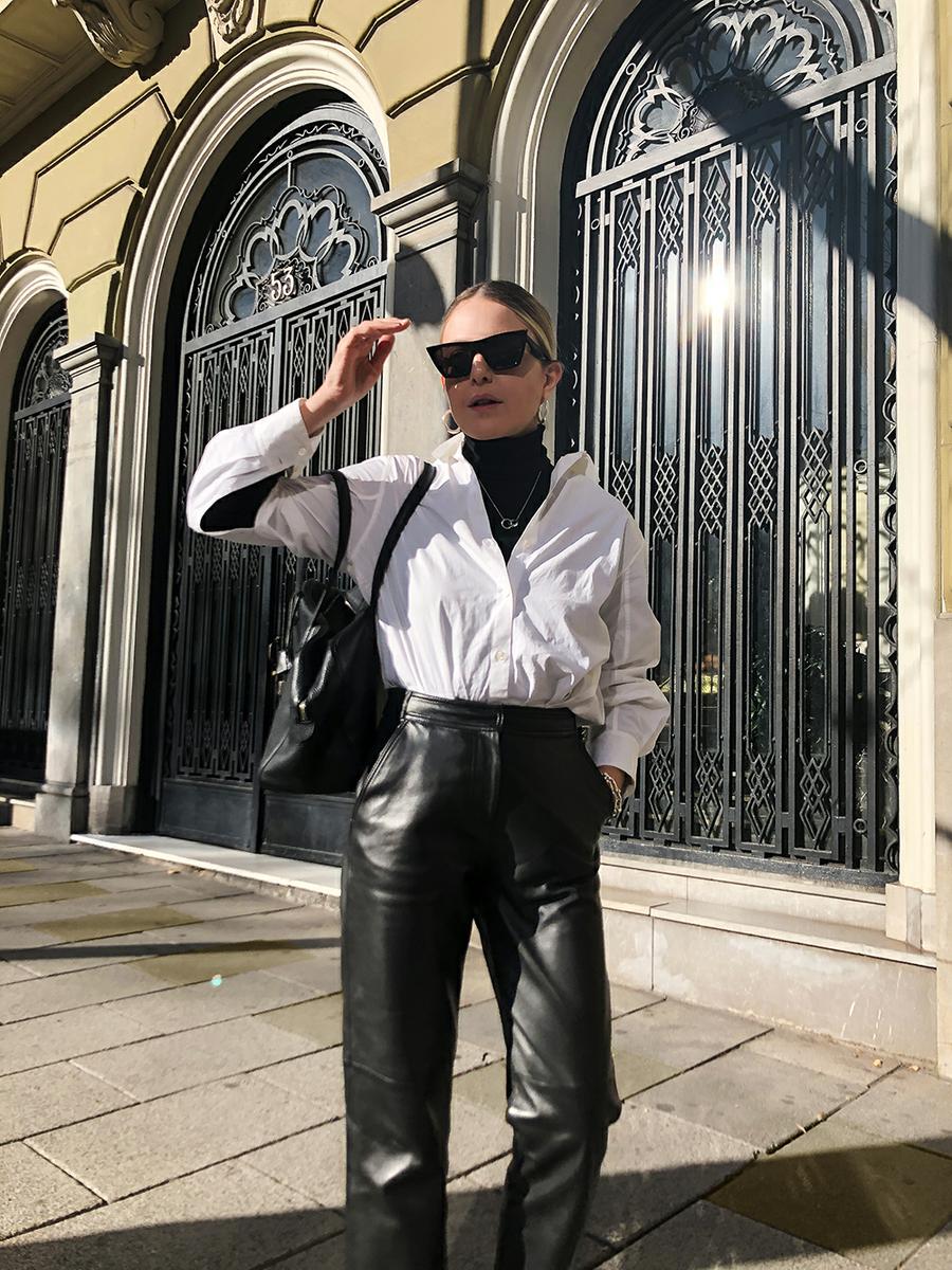 Trini | Max Mara leather trousers The Row shirt