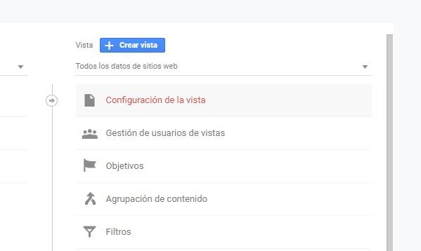 configuracion vista analytics