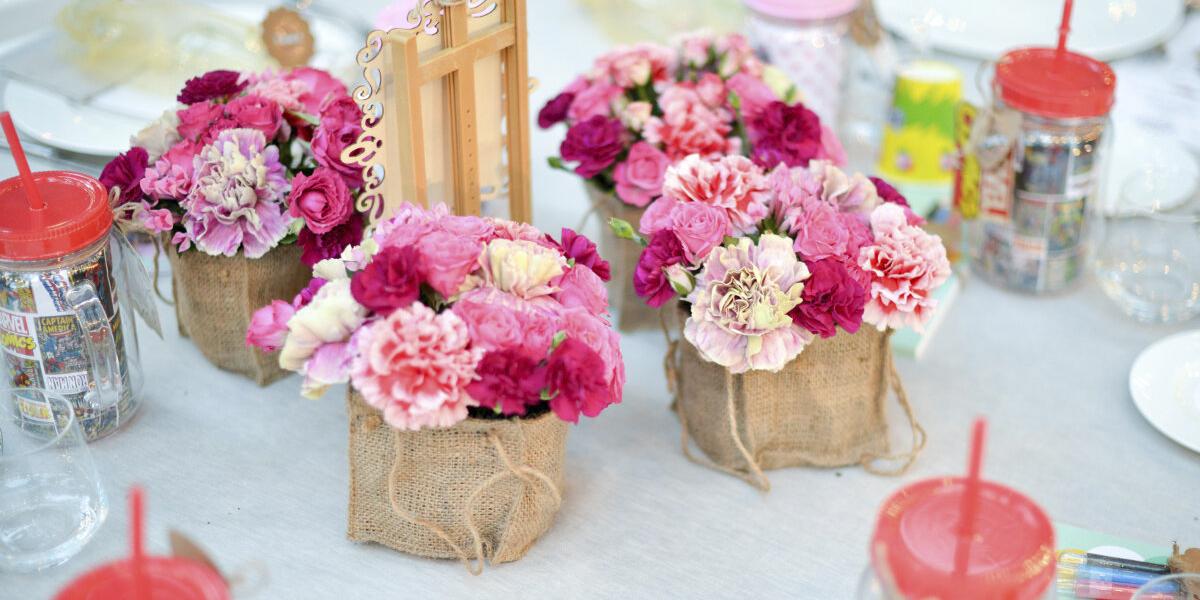 Centros de mesa con arpillera